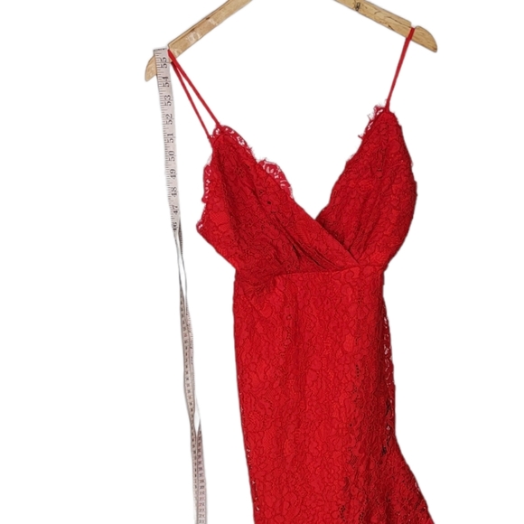 Majorelle Oracle Red Lace Dress Tiered Ruffle Midi Size XXS - Picture 7 of 10